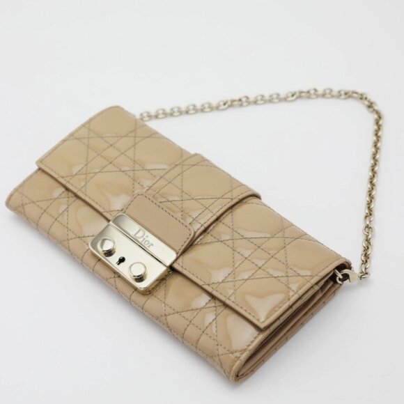 DIOR Cannage Promenade Wallet on Chain, Nude/Tan Patten Leather - Picture 2 of 12